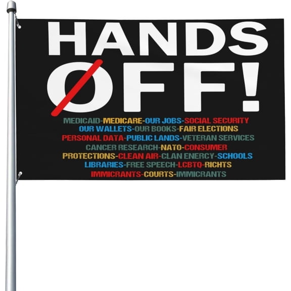 Hands-Off Protest Social Security And Medicare Protest Flag 3x5 Ft Hands-Off Protest Flags Outdoor Indoor Decoration Procession Banner With 2 Grommets