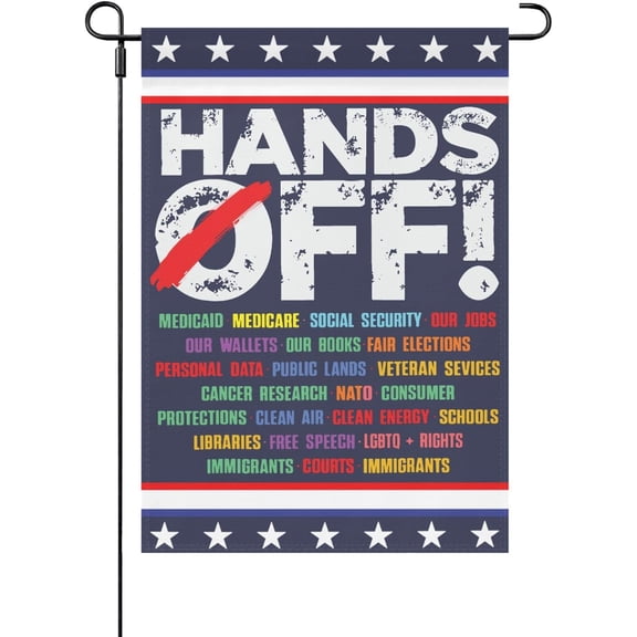 Hands Offs Protests Flag Art Banner For Backyard