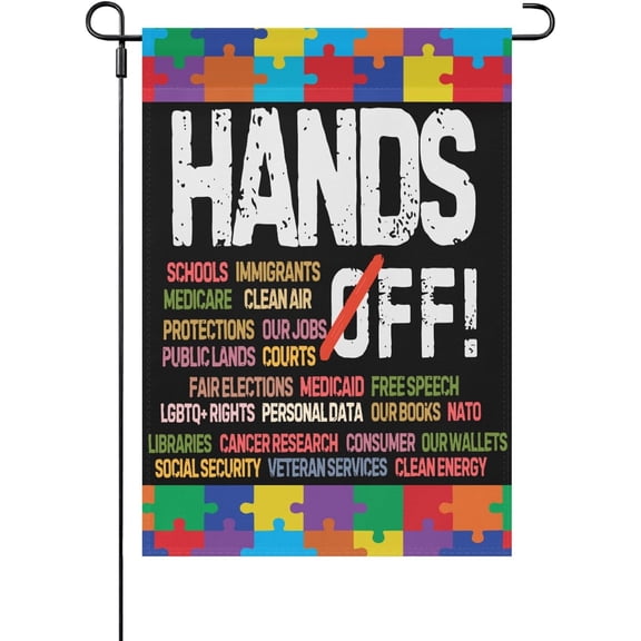 Hands Offs Protests Garden Flags Hilariouss Banner Backyard