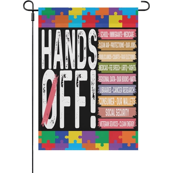Hands Offs Protests Yard Flag Decorative Banner Backyard