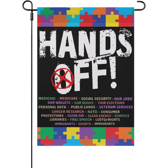 Hands Offs Protests Yard Flag Hilariouss Banner For Backyard