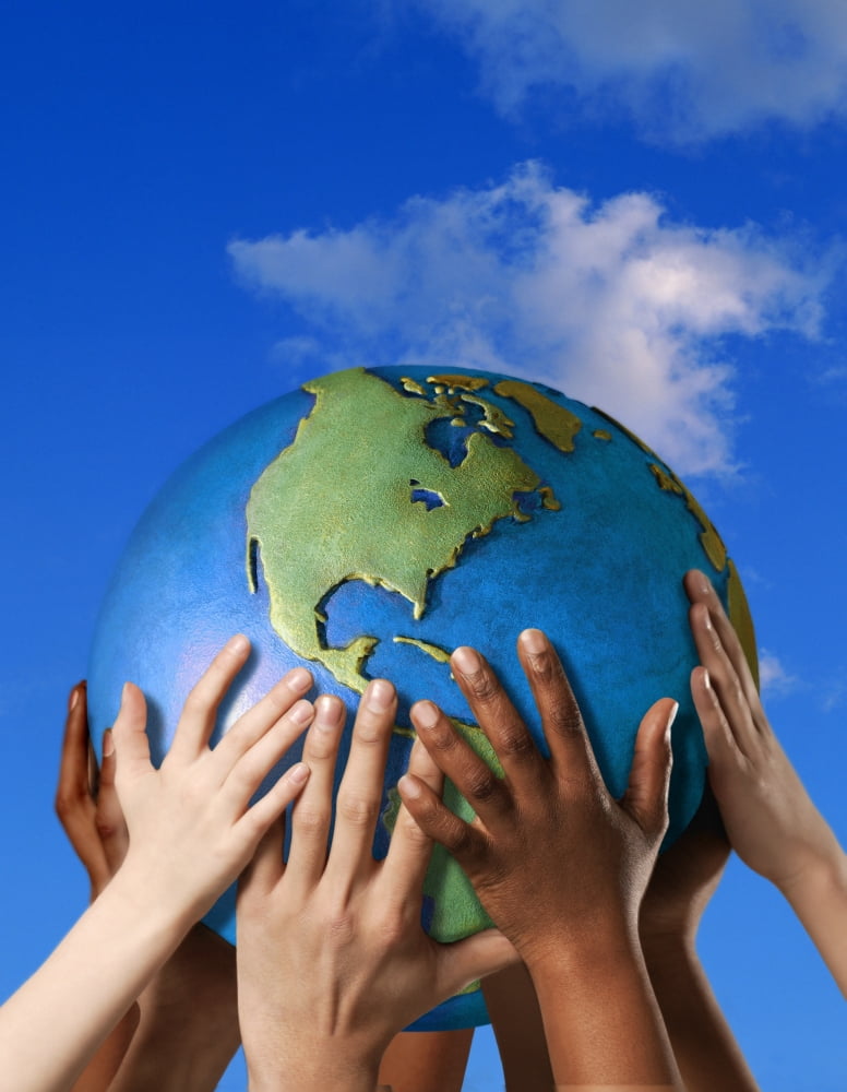 Hands On A Globe Canvas Art - Don Hammond Design Pics (24 x 32)