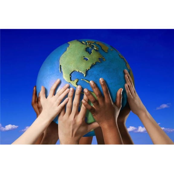 Hands On A Globe Poster Print by Don Hammond, 34 x 22 - Large