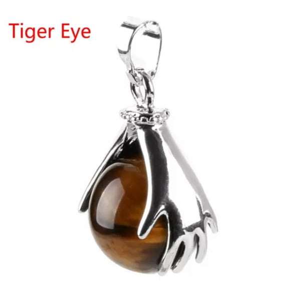 Hands Palm Wrap Ball Pendant Natural Crystal Gemstone Round Reiki Chakra Beads