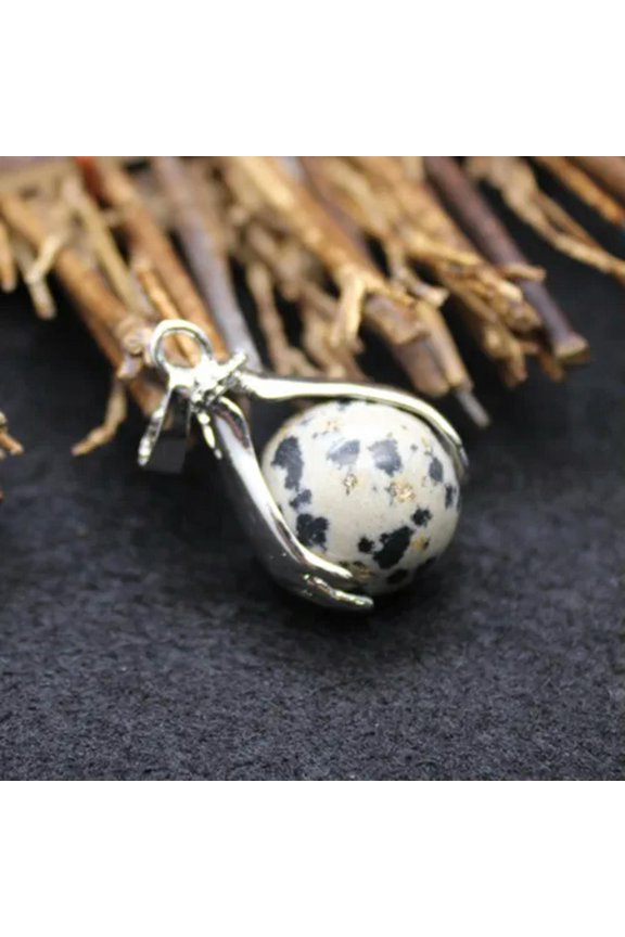 Hands Palm Wrap Ball Pendant Natural Crystal Gemstone Round Reiki Chakra Beads