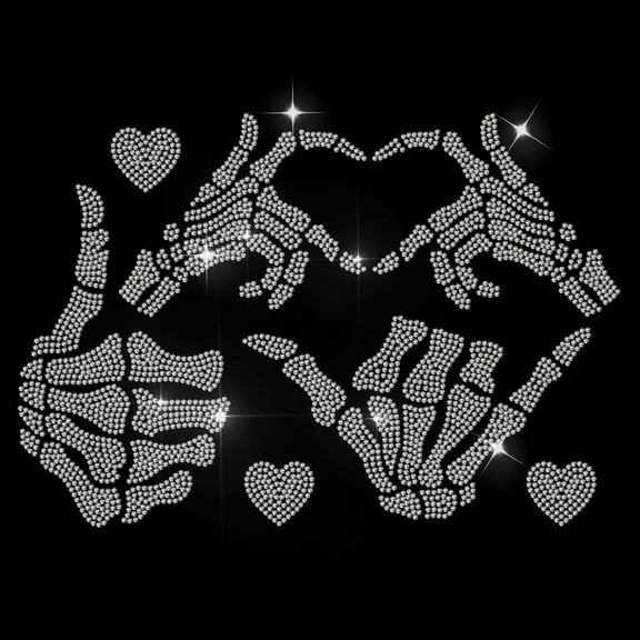 Hands Rhinestone Iron on Hotfix Rhinestone Love Hearts Transfer Applique Gesture Heat Transfer Decal Bling Patch Clothing Repair Applique for T-Shirts Bag Shoes Hat DIY Decor diy