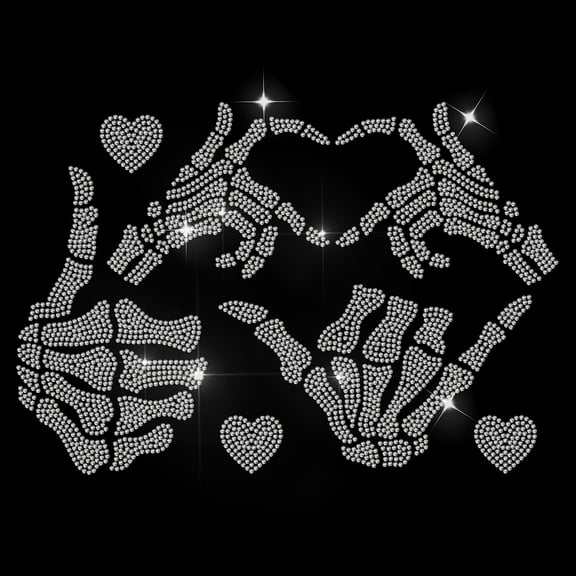 Hands Rhinestone Iron on Hotfix Rhinestone Love Hearts Transfer Applique Gesture Heat Transfer Decal Bling Patch Clothing