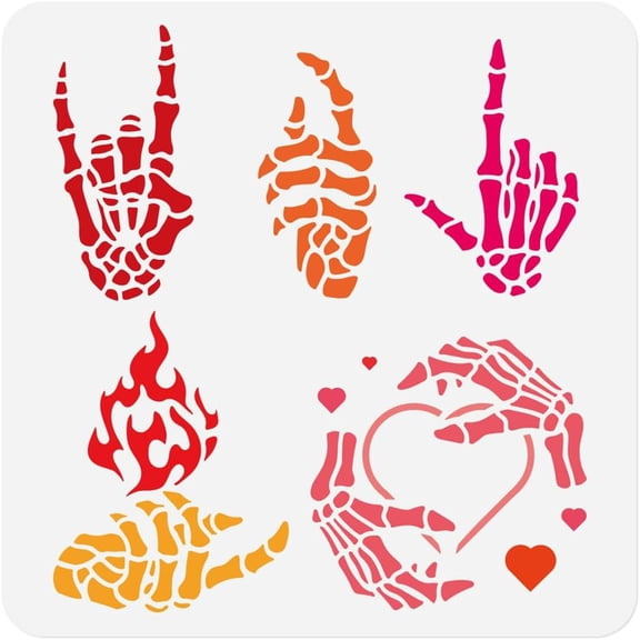 Hands Wall Stencil for Painting 11.8x11.8 Reusable Stencil for Wood Burning Paint Templates DIY Craft Art Stencil on Wood Fabric Canvas Furniture Journal Home Decor White