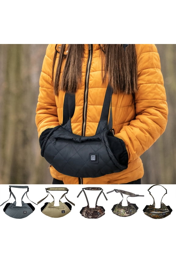 Hands Warmer Bag Waterproof Soft And Comfortable with Zippered Pocket Cold Three block Stripe Winter Electric Heated Skiing Gloves for Fishing Outdoor Camping