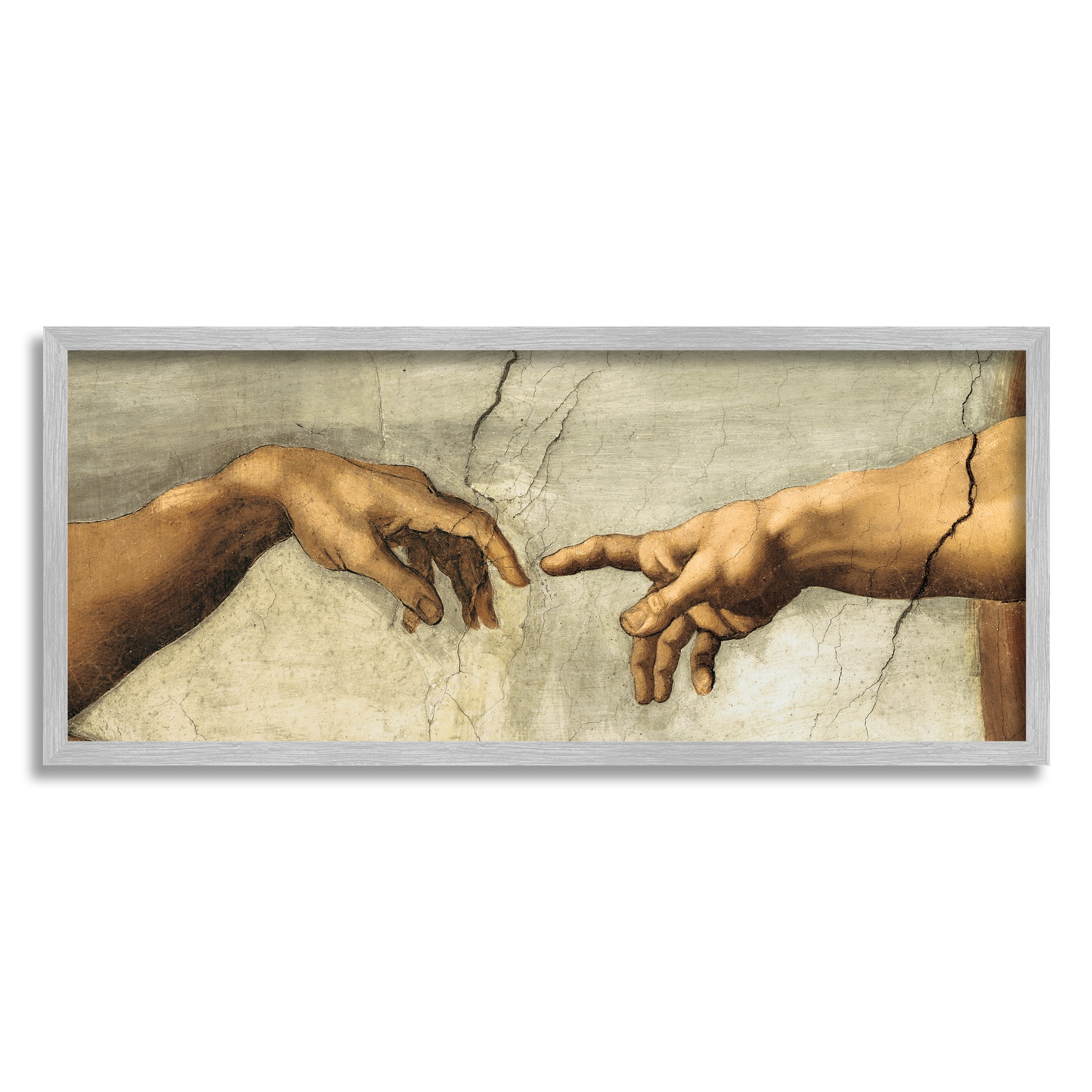 Hands of The Creation Of Adam Religious 30 in x 13 in Framed Watercolor Painting, by Stupell Home Décor