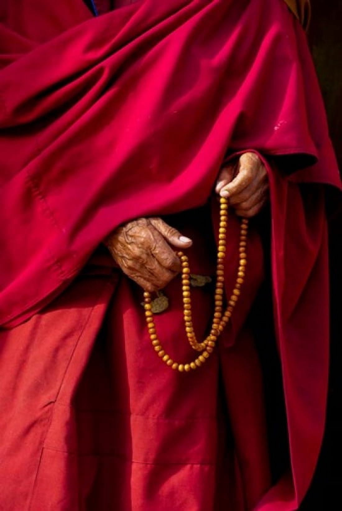 Hands of a monk in red holding prayer beads Leh Ladakh India Canvas Art - Ellen Clark DanitaDelimont (24 x 36)