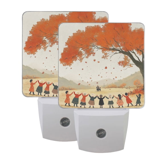 Hands under The Fall Trees LED Night Light with Smart Sensor Plug Into Wall Dusk to Dawn 2 packs