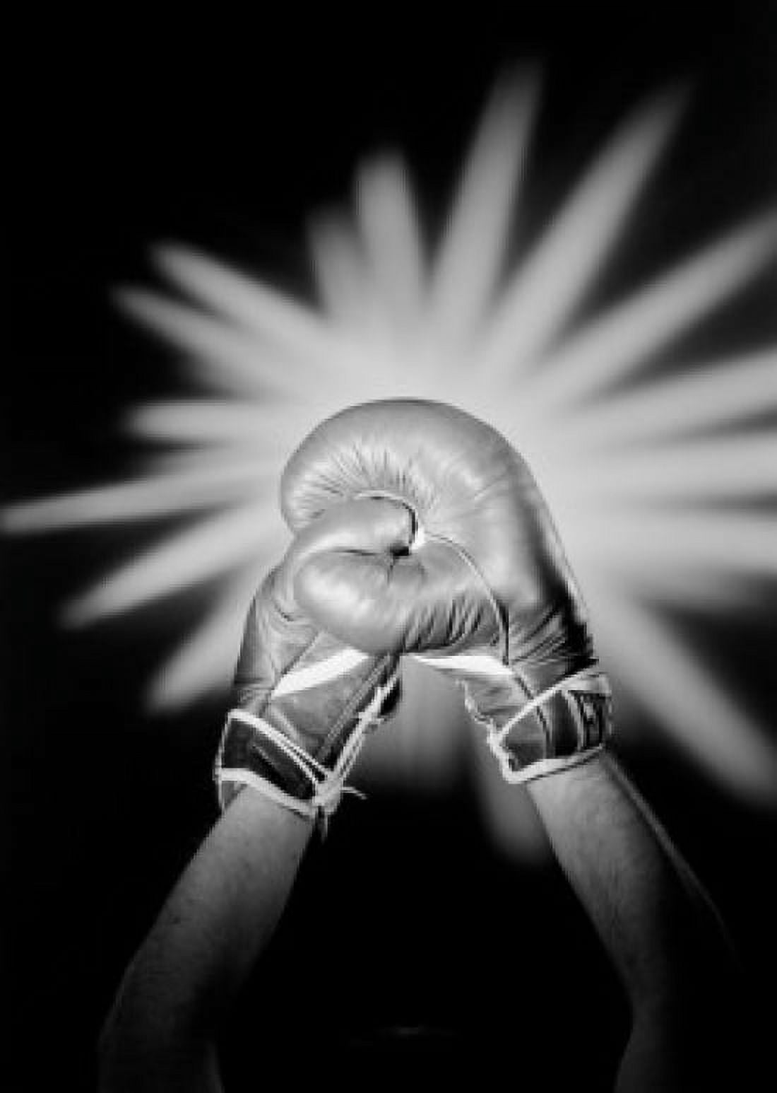 Hands wearing boxing gloves celebrating victory Canvas Art -  (24 x 36)