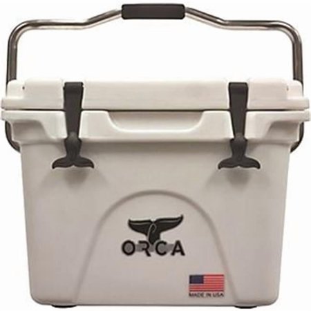 HandsOn 20 qt Roto Molded Cooler with Extendable Flex Grip Handles, White