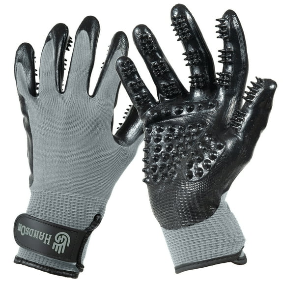 HandsOn Pet Grooming Gloves, Grey XL