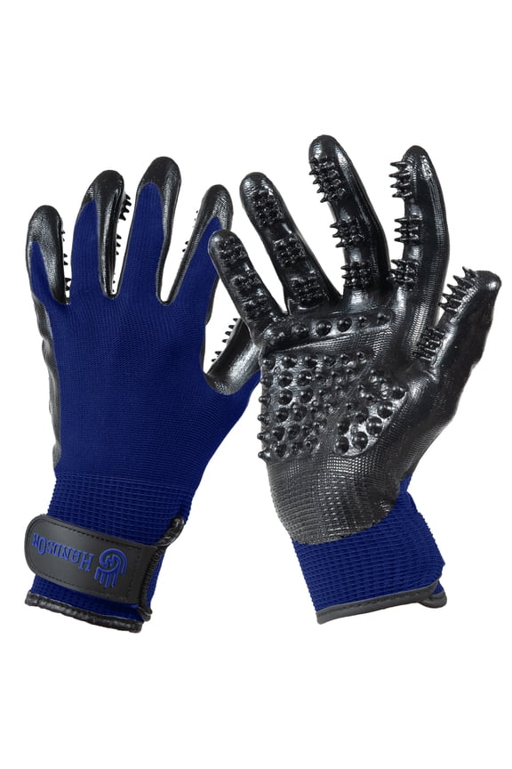 Pet Grooming Gloves - Patented #1 Ranked, Award Winning Shedding, Bathing, & Daily Grooming Gloves - Gentle Brush for Cats, Dogs, and Horses, Blue, Large