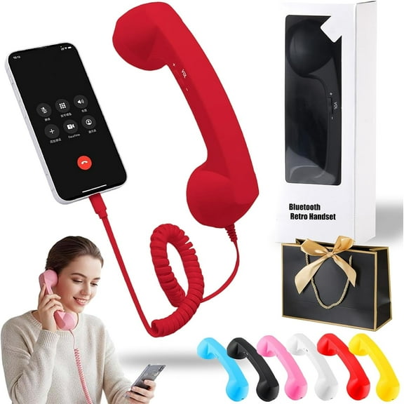 Handset for Cell Phone, Retro Handset Corded, Telephone Style Landline Handle Receiver, Handheld Wireless Receivers for Cell Phone, Classic Landline