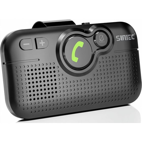 SUNITEC Hands-Free Bluetooth Car Speaker, Auto Power On, Siri & Google Assistant Support, Visor Clip, Speakerphone for Cell Phones
