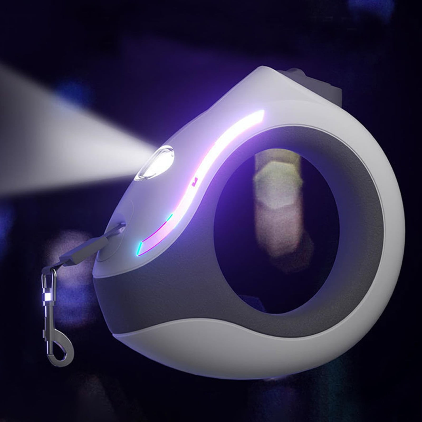 Handsfree Dog Leash Led Dog Leash Retractable Dog Leash With Flashlight Rechargeable 118in Round