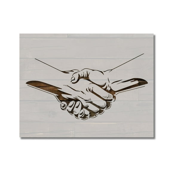 Handshake Diplomacy Friends Stencil Template Reusable 8.5 x 11 Inches for Painting on Walls, Wood, Arts and Crafts by Stencilville