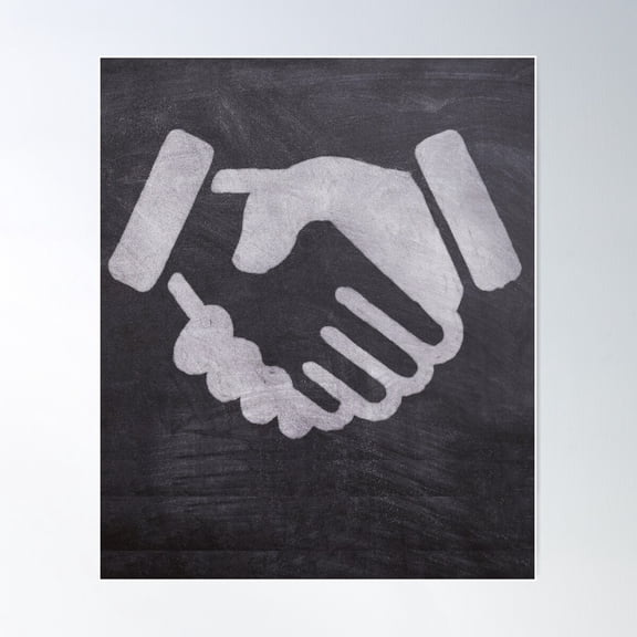 Handshake Drawing Of Chalk Poster Wall Art, Modern Wall Decor For Living Room Bedroom, 8x12 UNFRAMED