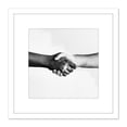thumbnail image 1 of Handshake Greeting Arms Black White 8X8 Inch Square Wooden Framed Wall Art Print Picture with Mount, 1 of 4