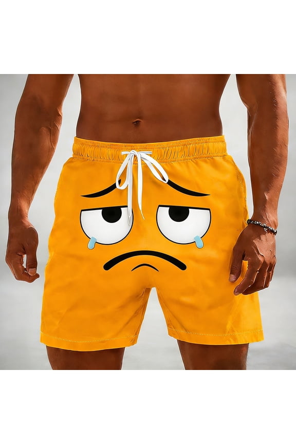 Funny Print Beach Shorts, Casual Comfortable Swim Trunks with Humorous Patterns for Beach Vacation and Summer Activities