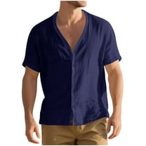 Handshe Men Casual Buttons Beach Print Turndown Short Sleeve Shirt Blouse