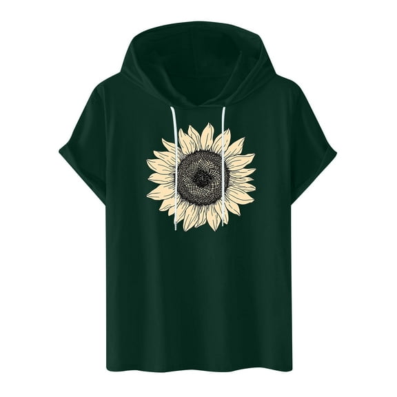 Handshe Men Casual Print Fashion Hooded Pullover Short Sleeve Sports T-Shirt and Lightweight Sweatshirt