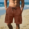 thumbnail image 1 of Handshe Men's Athletic Cargo SweatShorts, Elastic Drawstring Waist with Multi-Pockets, Knee-Length Sports & Workwear Shorts, 1 of 7