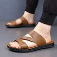 thumbnail image 1 of Handshe Men's Breathable Beach Sandals – Soft Leather Upper with Thick Sole & Open-Toe Design for Spring-Summer Casual Footwear,Plus Size, 1 of 8