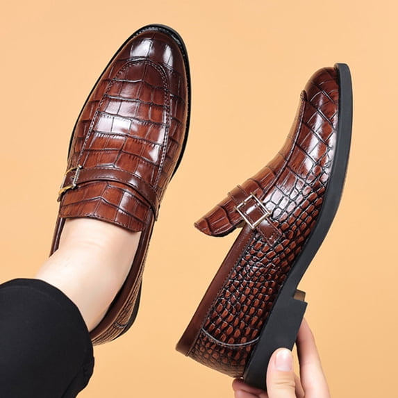 Handshe Men's Business Casual Leather Shoes – Summer Style Soft-Sole Comfort with Solid Color Formal Design for Office & Dress Occasions,Plus Size