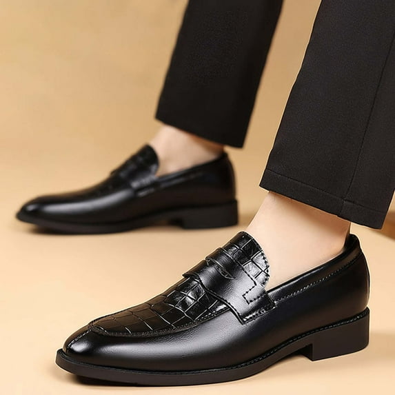 Handshe Men's Business Dress Leather Shoes – Fashion Casual Slip-On with Soft Sole & Summer Design for Office & Formal Occasions,Plus Size