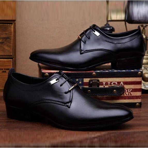 Handshe Men's Business Formal Pointed Toe Leather Shoes – Soft Slip-On Design for Easy Wear with Leather & Cushioned Insole for Stylish Office & Casual Occasions,Plus Size