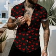 thumbnail image 1 of Handshe Men's Button-Up Shirt, Short Sleeve with Notched Collar for Casual and Valentine's Day Wear, 1 of 6
