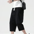 thumbnail image 1 of Handshe Men's Capri Pants Lightweight with Solid Color Pockets Breathable Casual Cropped Trousers, 1 of 8