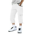 thumbnail image 1 of Handshe Men's Capri Pants Solid Color with Drawstring Pockets Lightweight Casual, 1 of 8