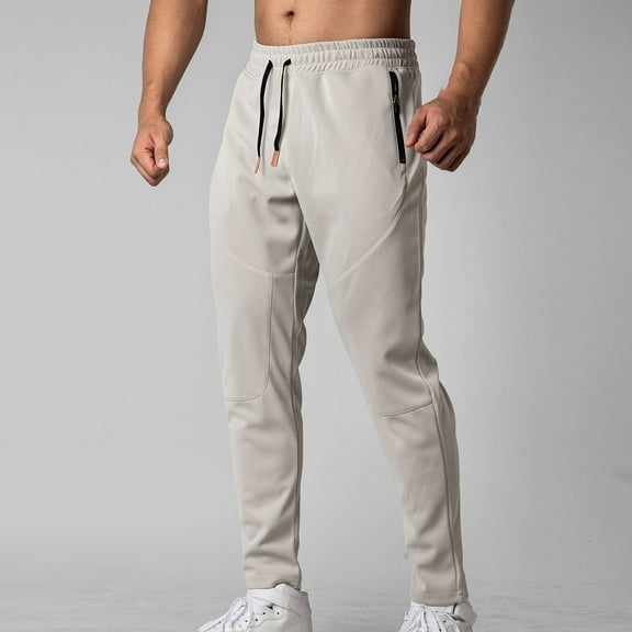 Handshe Men's Cargo Pants，Adjustable Drawstring Waist & Solid Color，Versatile Outdoor Work Pants with Pockets for Sports and Daily Wear