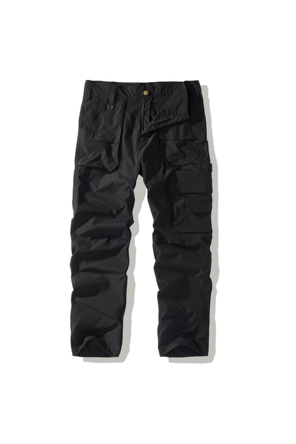 Men's Cargo Pants, Fashionable Solid Color with Multiple Pockets and Button Waistband, Straight Leg Design for Outdoor Activities, Hiking, Sports and Travel