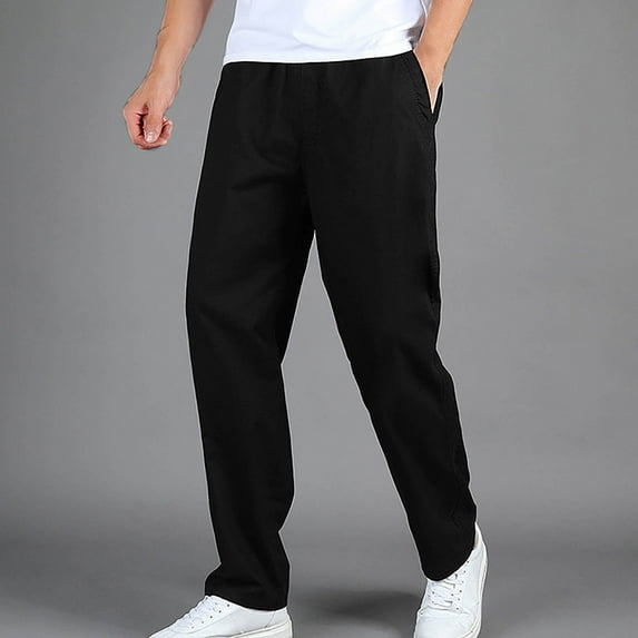 Handshe Men's Cargo Pants with Drawstring Waist & Zipper Pockets Functional Utility Comfort Fit,Plus Size