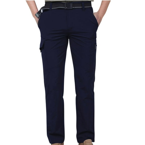 Handshe Men's Cargo Pants with Elastic Waist Casual Workwear Relaxed Fit Stylish Design