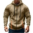 thumbnail image 1 of Handshe Men's Cargo Solid Color Multi - Pocket Sports Fitness Training Long - Sleeved Hooded Casual Jacket, 1 of 9