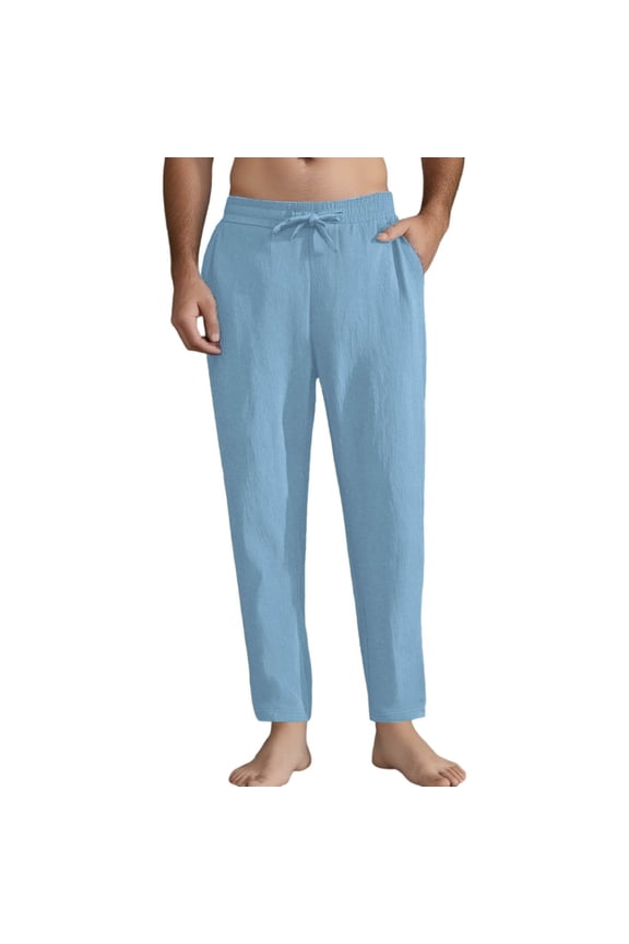 Men's Casual Beach Relaxed Pants with Drawstring Outdoor Straight-Line Comfortable Design,Plus Size