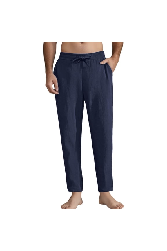 Men's Casual Beach Relaxed Pants with Drawstring Outdoor Straight-Line Comfortable Design,Plus Size