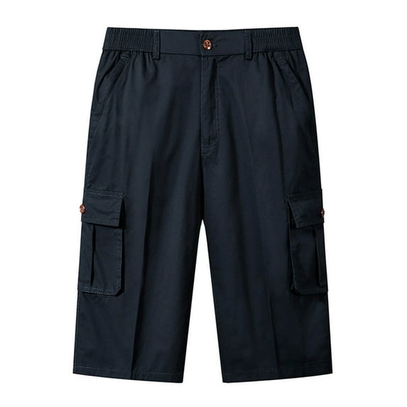 Handshe Men's Casual Cargo Capri Pants Lightweight Outdoor Beach Breathable for Hiking and Travel