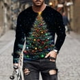 thumbnail image 1 of Handshe Men's Casual Christmas Print Long Sleeve Shirt, Fashionable Holiday Athletic Top for Daily Wear and Party Outfits, 1 of 5