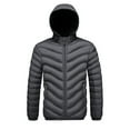 thumbnail image 1 of Handshe Men's Casual Cotton Jacket, Hooded with Zipper Pockets and Detachable Hood, Thickened Warm Contrast Design for Winter Outdoor Activities and Daily Wear, 1 of 3