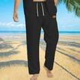 thumbnail image 1 of Handshe Men's Casual Elastic Drawstring Waist Relaxed Fit Straight Leg Summer Beach Pants Solid Color,Plus Size, 1 of 4