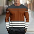 thumbnail image 1 of Handshe Men's Casual Fashion Printed Long Sleeve Shirt, Breathable Athletic Fit, Stylish Round Neck for Gym Running Outdoor Casual Wear,Plus Size, 1 of 5