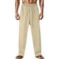 thumbnail image 1 of Handshe Men's Casual Fashion Solid Color Drawstring Elastic Waist Pants Summer Relaxed Fit Trousers, 1 of 9